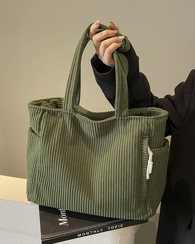 Carter – Ribbed Tote Bag with Cord Detail