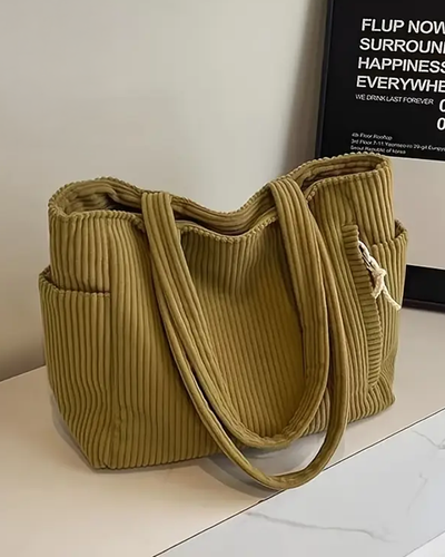 Carter – Ribbed Tote Bag with Cord Detail