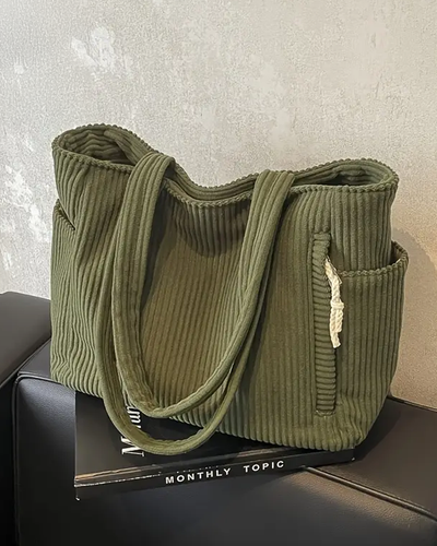 Carter – Ribbed Tote Bag with Cord Detail