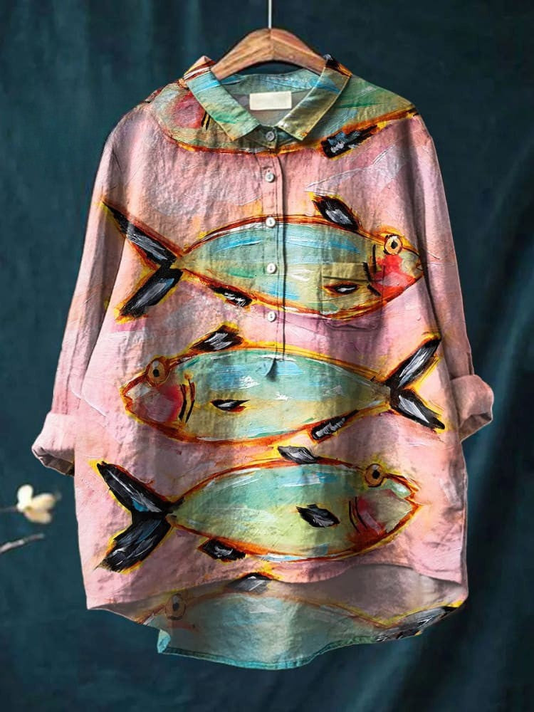 Annabelle | Artistic Fish Pattern Shirt