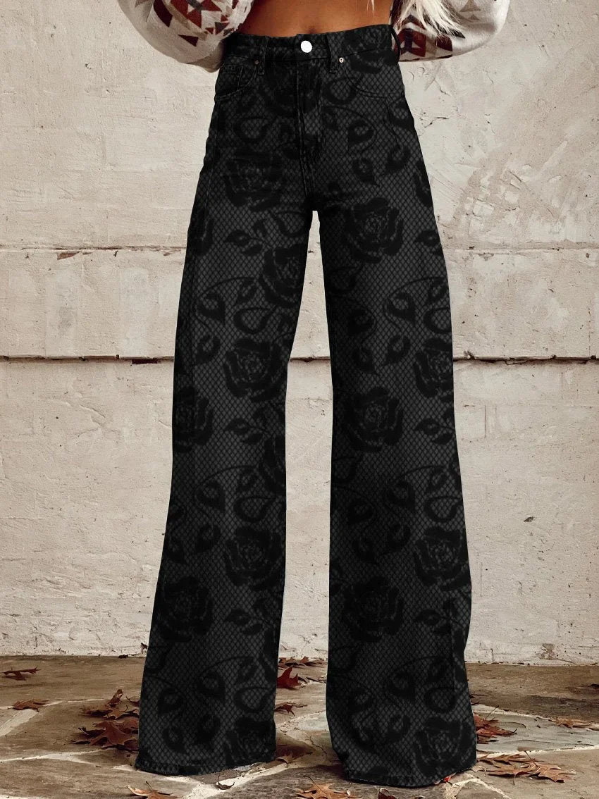Lois | Stylish Patterned Wide Leg Jeans
