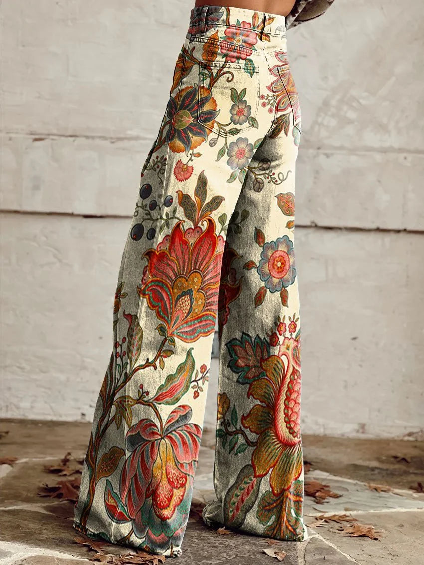 Catherine | Printed Vintage Wide-Leg Pants