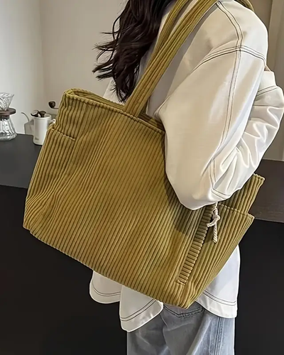 Carter – Ribbed Tote Bag with Cord Detail