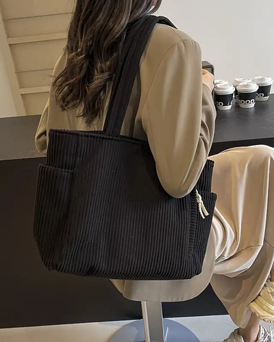 Carter – Ribbed Tote Bag with Cord Detail