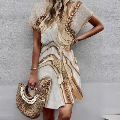 Sally | Stylish Printed V-Neck Dress