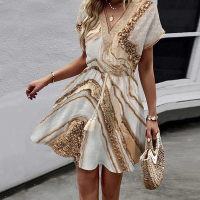 Sally | Stylish Printed V-Neck Dress