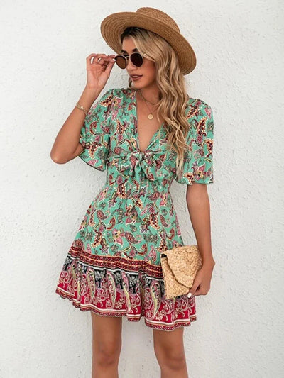 Sarah | Floral Tie-Front Dress