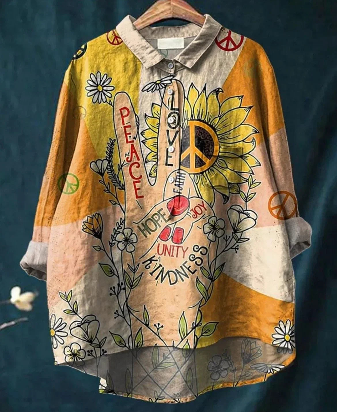Ava | Stylish Peace Print Shirt