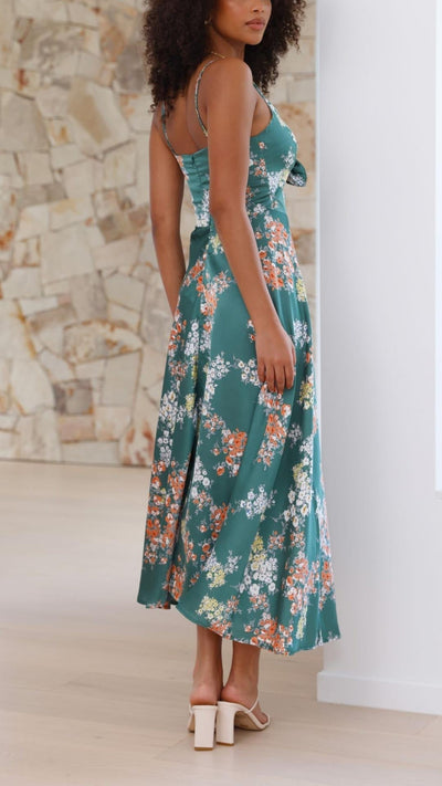 SATIN FLORAL DRESS