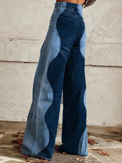 Kimberly | Curved Panel Wide-Leg Jeans